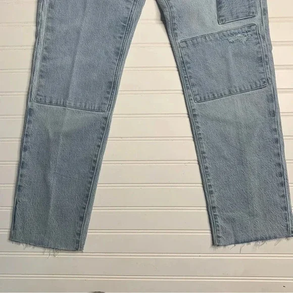 Frame Le Nouveau Patched Straight Leg Jeans